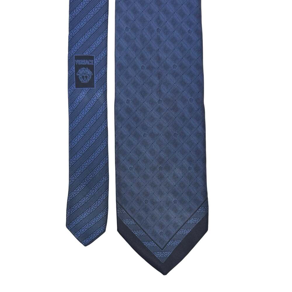 Versace Navy Abstract Pattern Tie - Picture 1 of 10